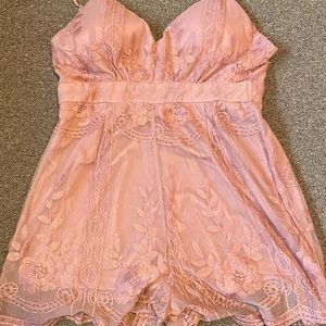 Mauve Embroidered Romper